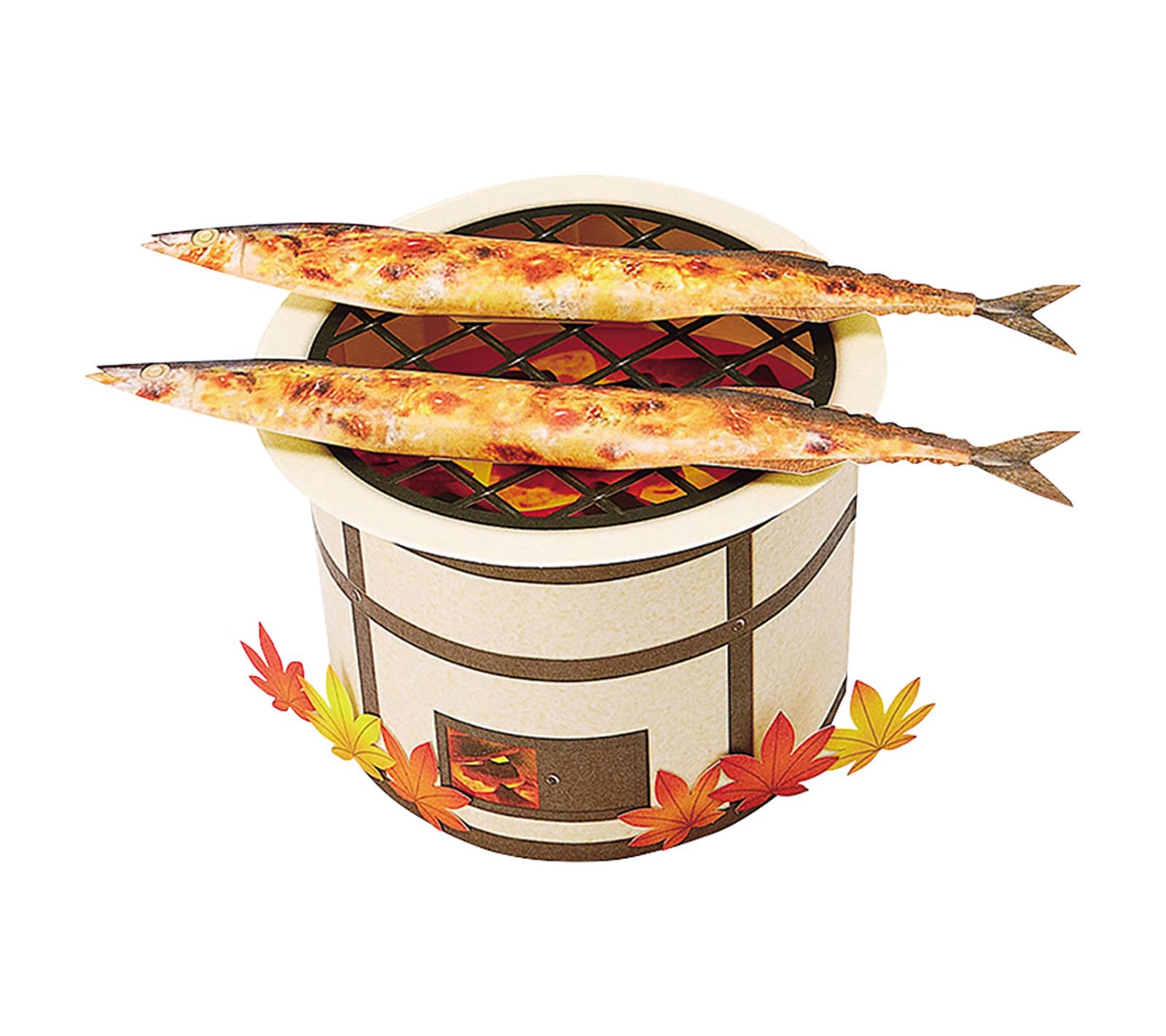 Sanrio Message Card Autumn Saury on a Charcoal Grill JAU 507288 - Theme - Paper/Other - 30-5 оранжевый