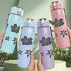 1PC Grey Flower Star Set 750ml Color Plastic Sports Water Bottle Leakproof Flip Straw Lid Suitable for Sports Office Home Use