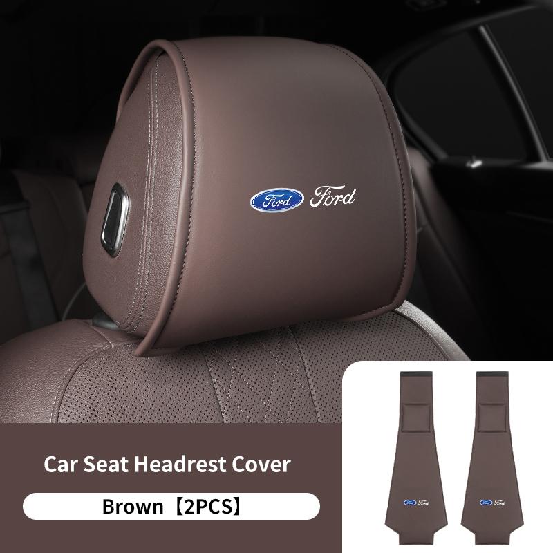 For Ford Leather Car Headrest Cover Protect Original Headrest From Damage Focus Mk2 Mk3 Mk4 Fiesta Ranger Mondeo S-MAX Kuga
