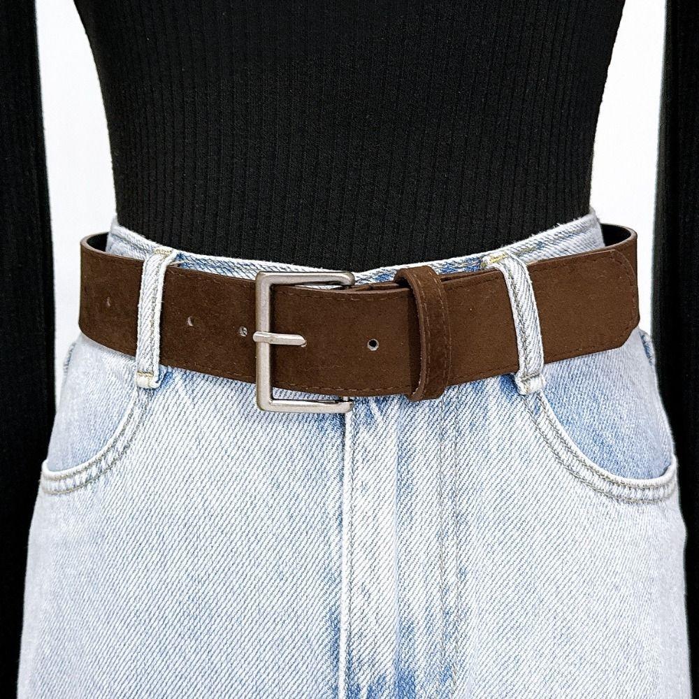 Versatile Suede Leather Belt Pin Buckle Wide Waistband Women Waist Belt  Coat Skirt Decoration