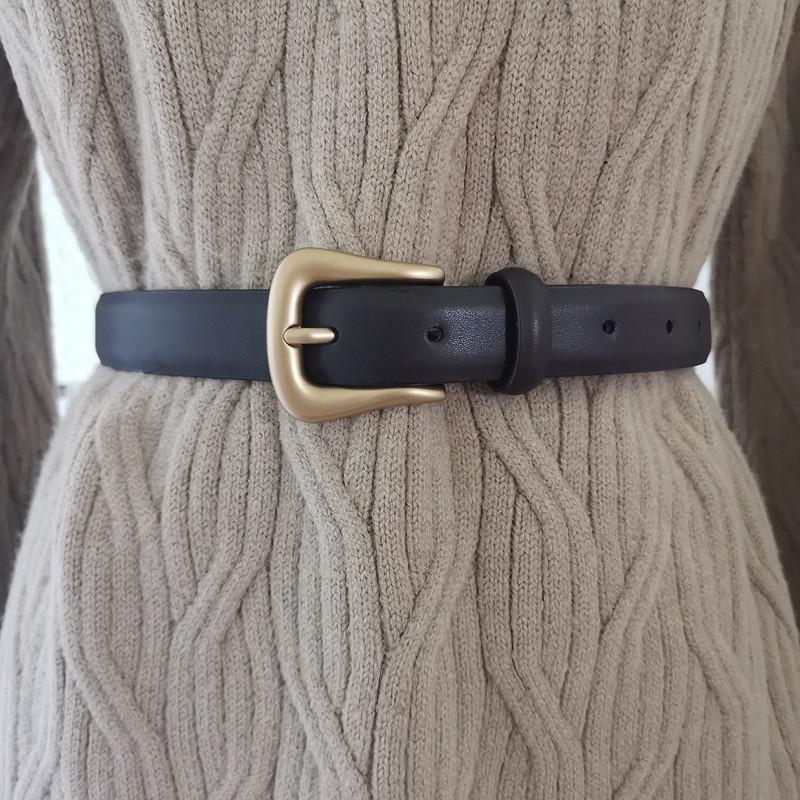 Leather Belt For Women With Pin Buckle And Vintage Style For Formal Wear