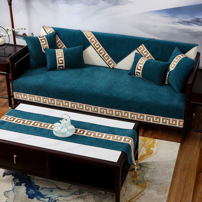 Chenier Sofa Cover Thickened Anti Slip Seat Cushion New Chinese Style Four Season Universal Couch Mat Cover Towel
