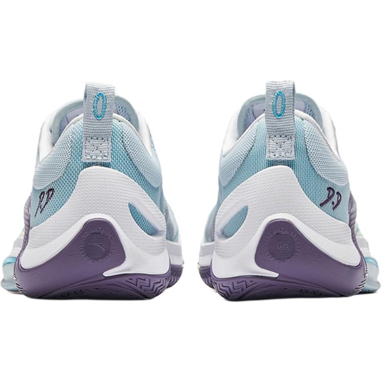 New Anta Slip Resistant, Abrasion Resistant, Balance Support Low Top Children's Basketball Shoes White Blue A12441103-2