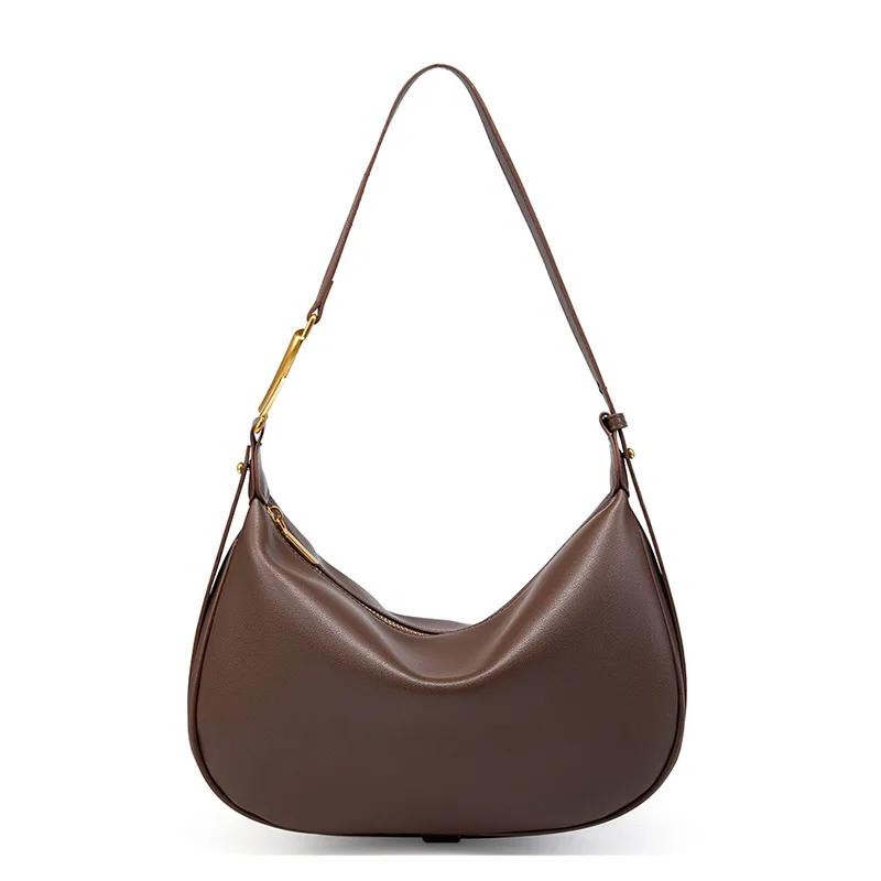Women's Genuine Leather Shoulder Bag Half Moon Bag  Hobos Bags  Luxury Designer
