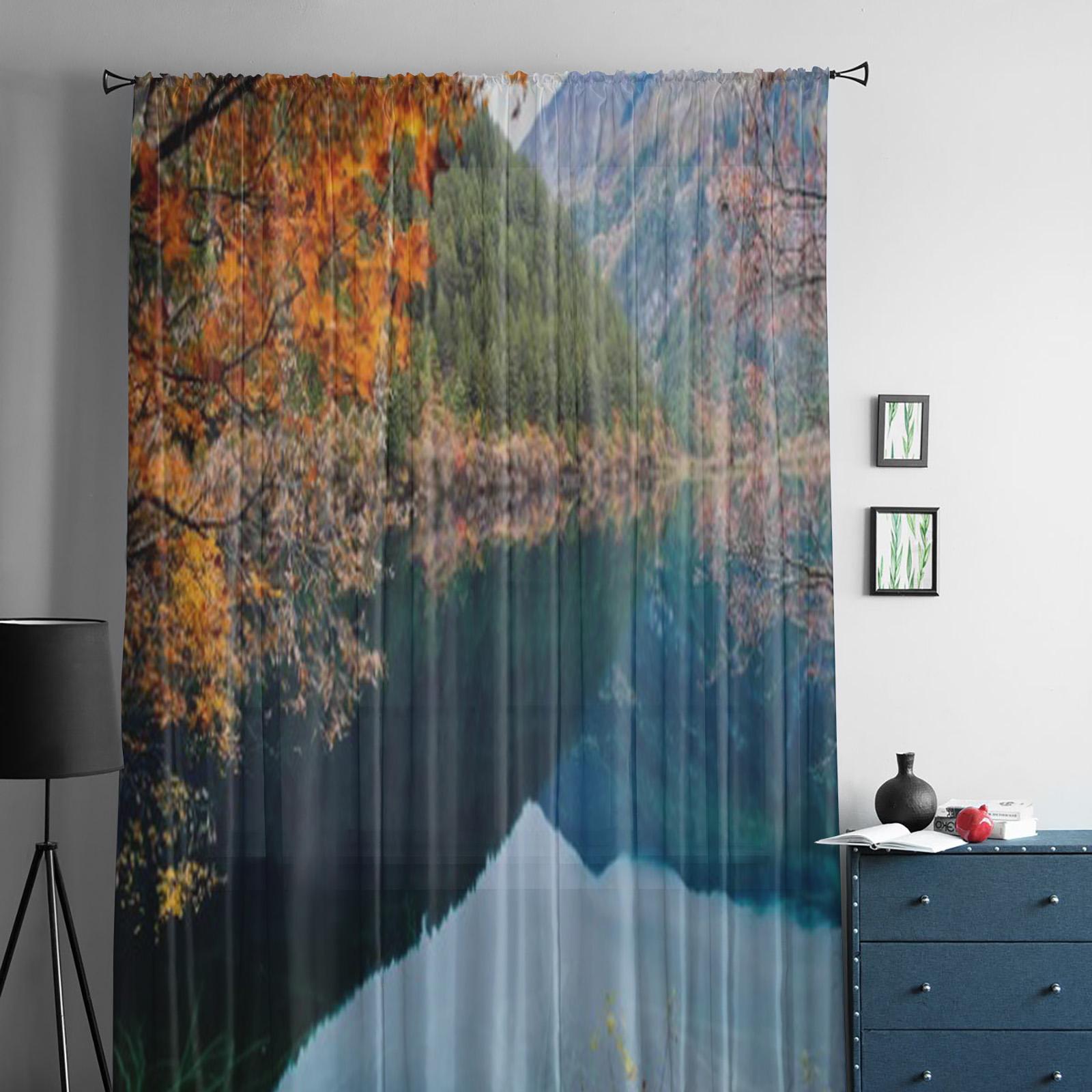 Зеркальное озеро Природный пейзаж Тюль Шторы для гостиной Прозрачная занавеска Спальня — фото 5