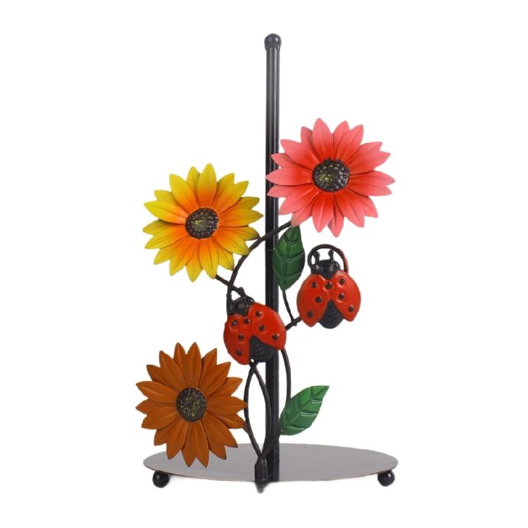 Iron Paper Towel Holder Flowers Christmas Tissue Holder Kitchen Roll Paper Stand Organizers for Kitchen Countertop
