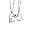 Finger Heart Couple Necklace Stainless Steel Lover Neckchian Fashion Ghostes Pendant  Jewelry Gift