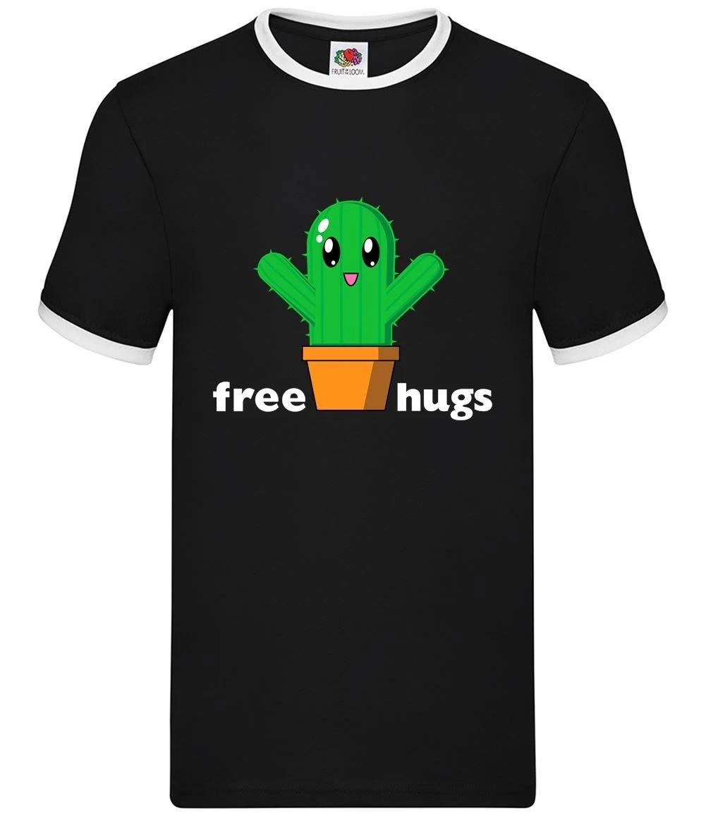 Free Cactus Hugs - Mens Ringer - Cute Cuddle Funny XXXXL