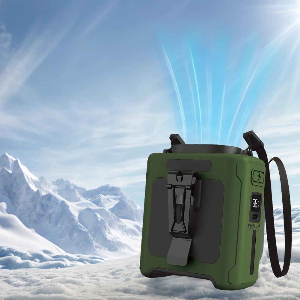 Portable Waist Fan LED Lighting Wearable Personal Fan Brushless Motor Belt Personal Cooling Fan for Sports Cooking Outdoor Work