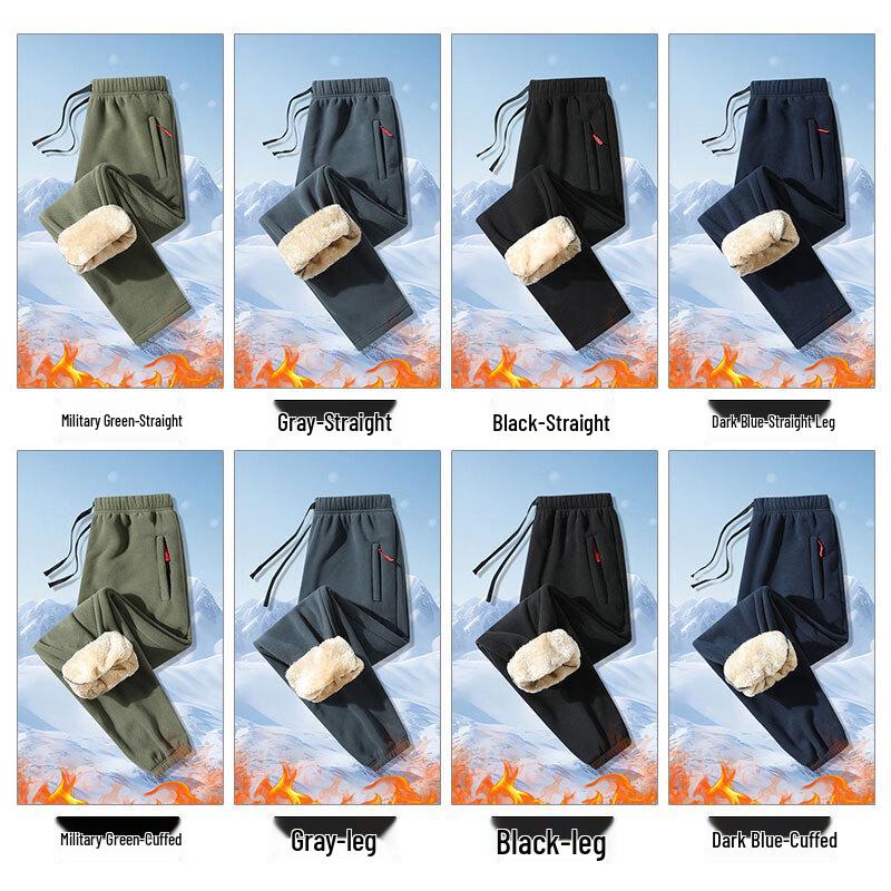 JEANSWEST Men's Winter Plush Lamb Fleece Lined Casual Pants
