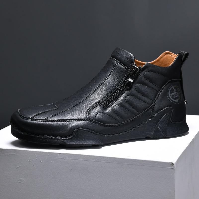 Fashion Winter New Chelsea Men's Suede Ankle British Style Leather Men Fashion Boots Soft Sole Round Head Wedding
