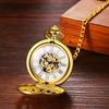 Antique Gold Skeleton Automatic Pocket Watch: Roman Analog Display, Waterproof Pendant Watch with Chain, Gold - Perfect Gift for Birthdays, Anniversar
