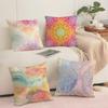 Colorful Floral Mandala Pattern Cushion Cover Short Plush Doublesided Print Square Throw Pillow Covers Sofa Home Cushion Decor