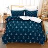 Anchor Duvet Cover Set,Nautical Pattern Classic Colors And Anchors Simplistic Design Sailor Ship Print Bedding Set Queen Size