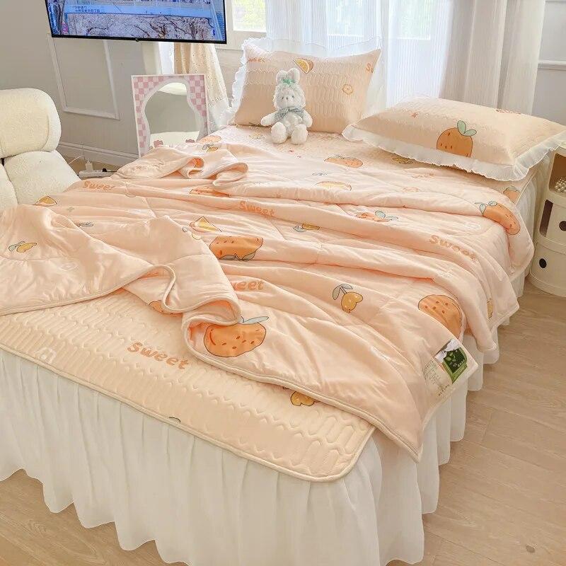 

Летнее тонкое одеяло, крутые простыни с юбкой и наволочкой, комплект постельного белья, одеяло размера Queen, защитные чехлы для матраса, покрывало 150x200cm-4pcs