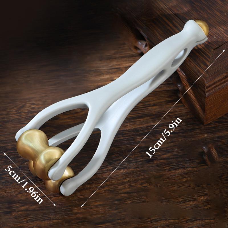 Dual-Row Finger Massage Tool, Brass Roller Design, Easy Use, Relieve Finger Fatigue, Promote Blood, Portable