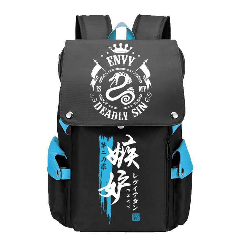 Anime Peripheral Backpack Anime Seven Deadly Sins Seven Original Sins Angry Arrogance School Bag Men'S Backpack