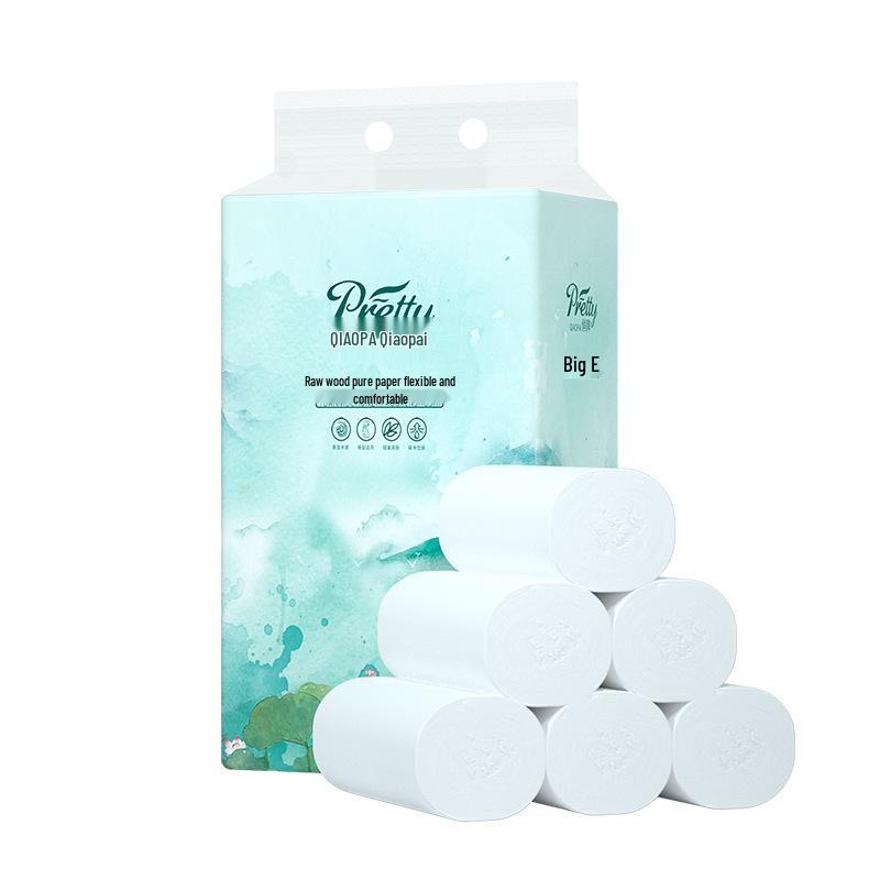50 Rolls Coreless Large Household Toilet Paper Pack - Wood Pulp, Portable, Hand Wiping