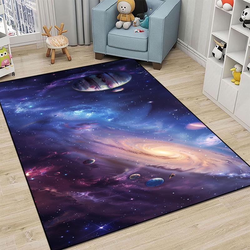 

Children Bedroom Decoration Carpet Outer Space Pattern Abstract Carpets Living Room Sofa Area Rug Child Bedside Non-slip Mat 60x90cm
