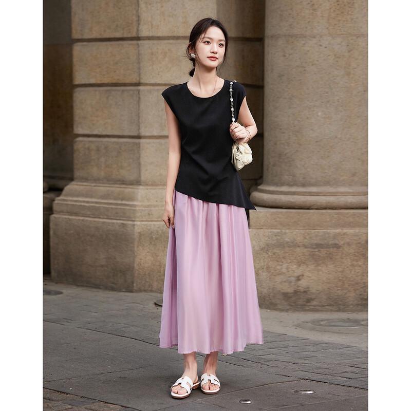 Demana Elegant Asymmetrical Top & Flowing Skirt Set