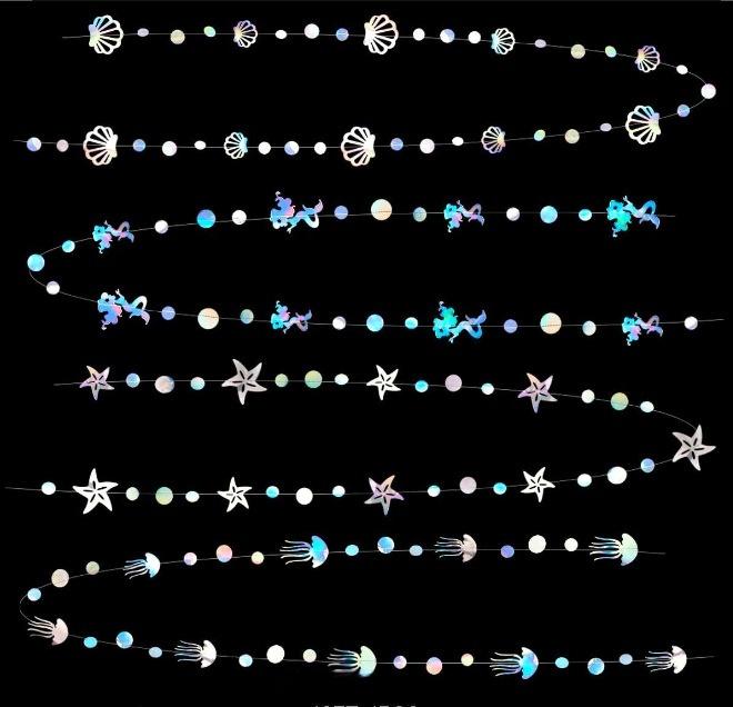 1/4pcs Ocean Series Mermaid Shell Latte Art Hanging Ornament Birthday Party Packaging Hanging Ornament