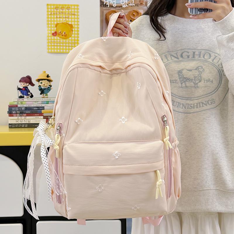 Schoolbag Korean Ins Mori Sweet Backpack High Value College Style Embroidery Flower Middle School Student Schoolbag Women's Backpack