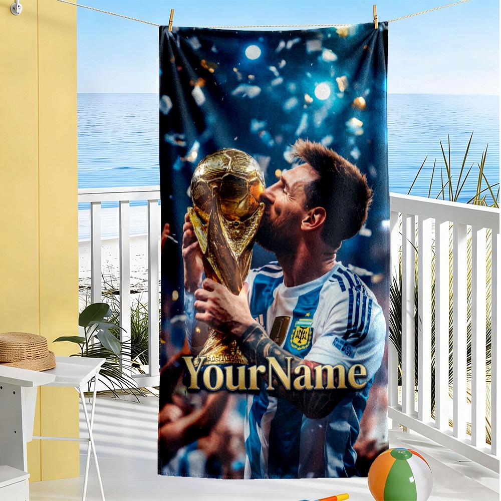 Messi Personalized Name Beach Towel High Absorbency & Quick-Dry Suitable for Swimming Gym Camping Yoga Vacation