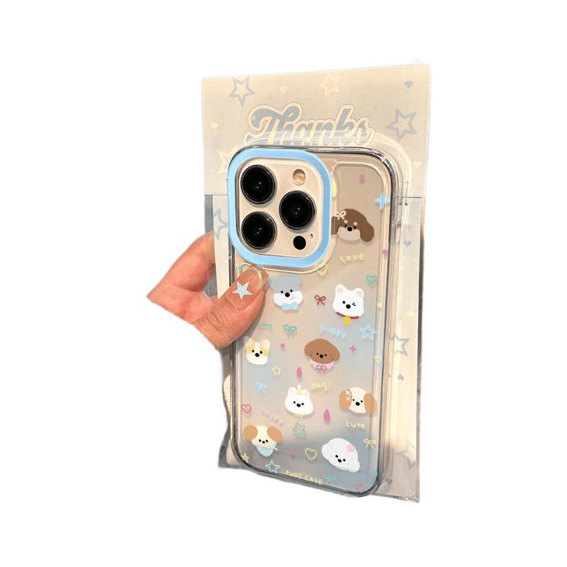 Frische Farbverlauf Hunde Handyhülle: Weich, Transparent und Niedlich, Kompatibel mit iPhone 11/7, 12, 13, 14 Pro Max, 15, 16.