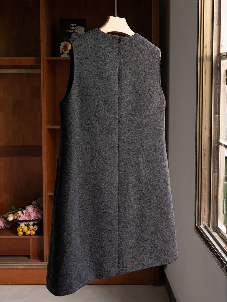 2025 Women's Plus Size French Style Bow Sleeveless Dress for Autumn/Winter