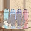 1 Stück Graue Katze Rose Blume Floral Brustkorb 750ml Farbe Kunststoff Wasserflasche Auslaufsicher Klappdeckel mit Strohhalm Für Sport Büro Zuhause