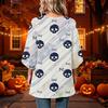 Women's Halloween Printed Casual Loose Fit Top with Round Neck and Three-Quarter Sleeves