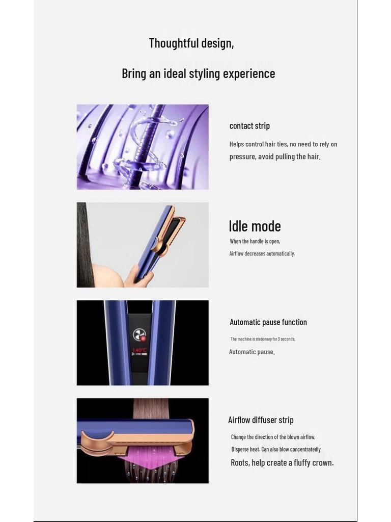 מייבש שיער ומחליק במהירות גבוהה HT01: כלי עיצוב ביתי 2 ב-1 עם בקרת טמפרטורה קבועה