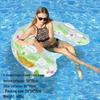 Inflatable PVC Float Recliner: Foldable Striped Swimming Bed