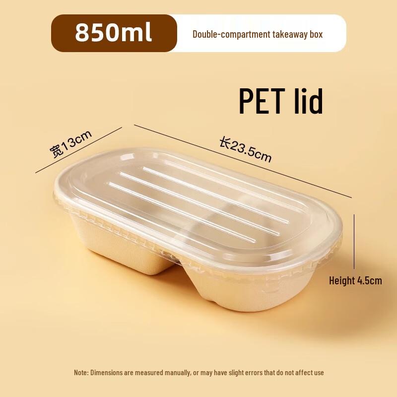 Saintberyl 850ml Two-Compartment Disposable Food Containers
