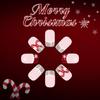 Christmas Party Glittering Fake Nail Short Oval French Styles Snowflake Cane Pattern Easily Wear