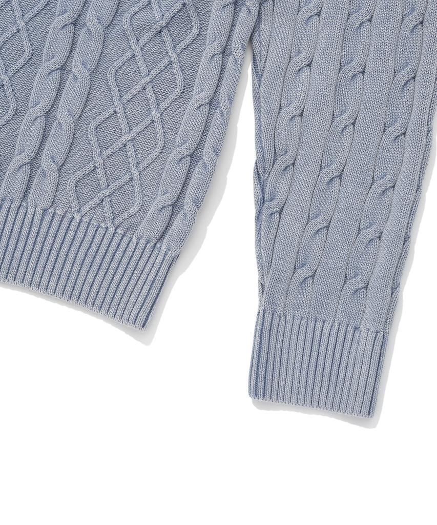 WACKY WILLY Washed Cable Texture Pullover Blue