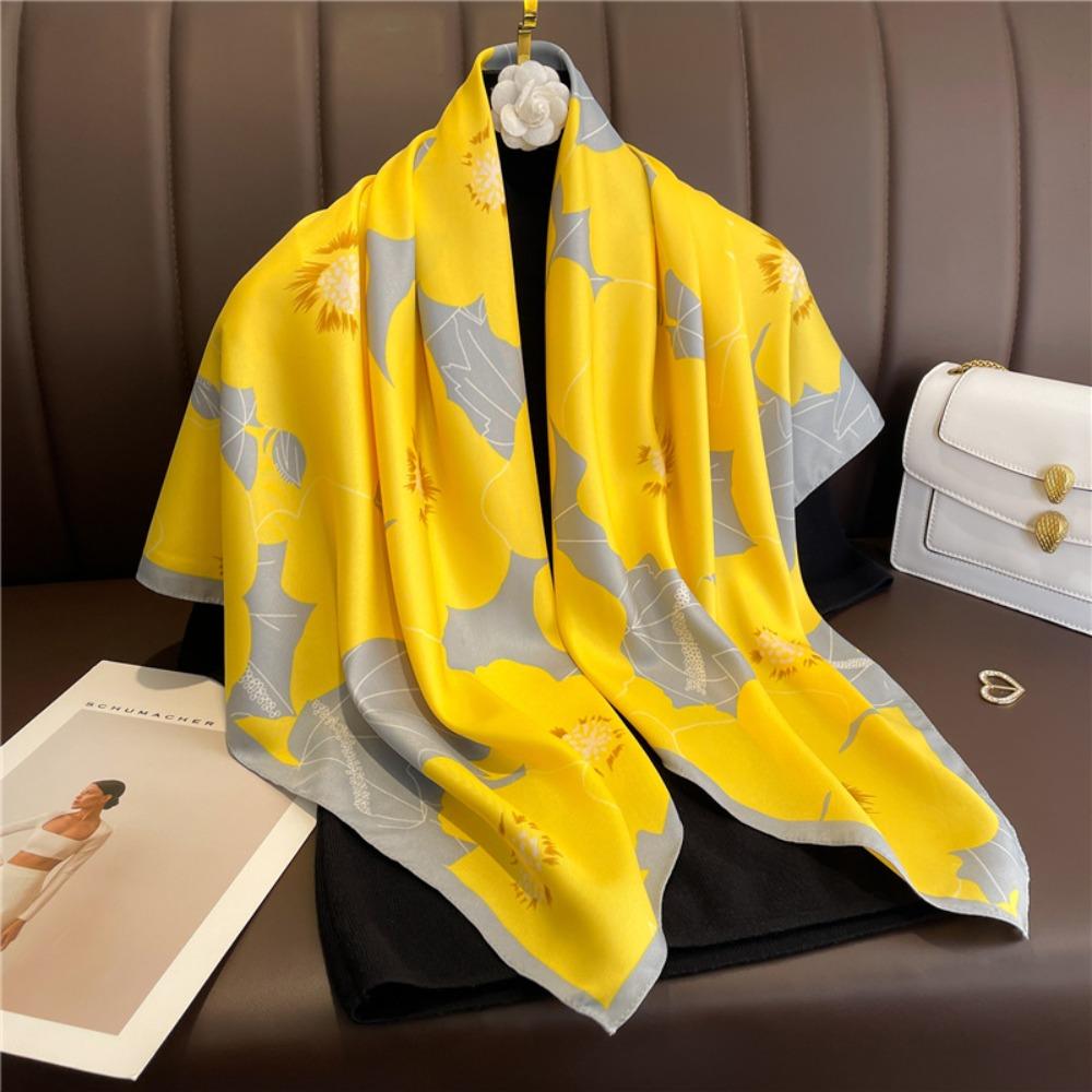 Printed Neckerchief 90*90cm Shawls Fashion Silk Scarf  for Women