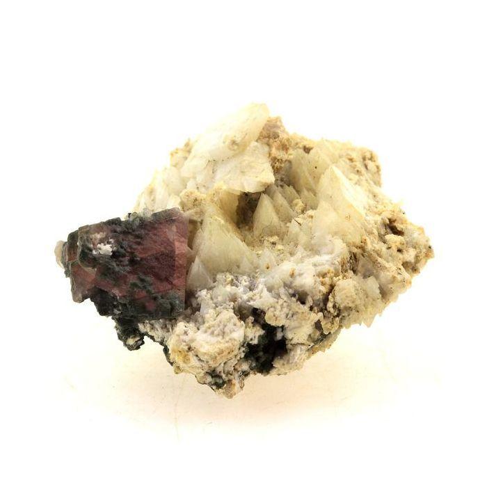 Pierres et Minéraux. Fluorite rose + Adulaire. 205.9 ct. Massif du Mont-Blanc, France..