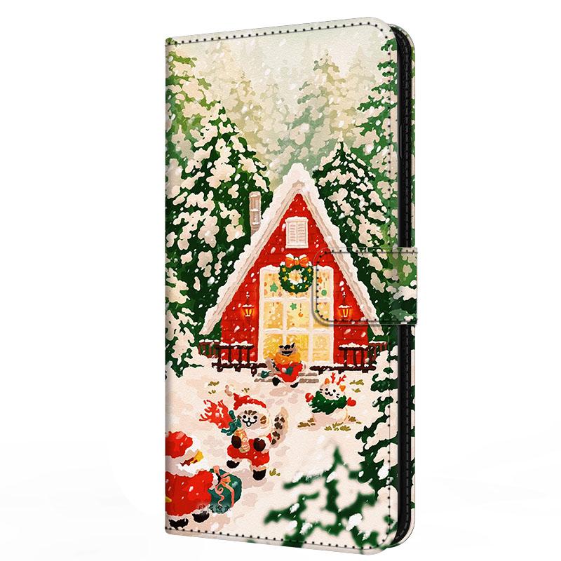 Cover For Xiaomi Poco F7 F 7 Relief Stand Book Flip Leather Case Merry Christmas Magnetic Wallet Protector Redmi Turbo 4 Pro