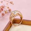 Popular Micro Inlaid 18k GOLD Zircon Ring Women Ins Fashion Cool Wind Geometric Lines Cross Multi-level Ring Wholesale