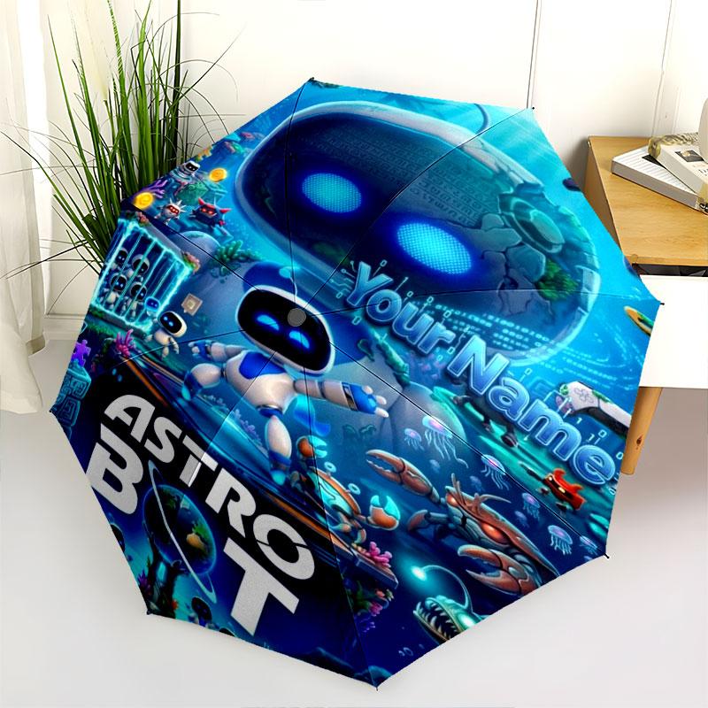 1 PC Automatic Folding Umbrella - ASTRO BOT Custom Name Pattern, Portable & Foldable Design with 8 Ribs, Christmas Birthday Gifts