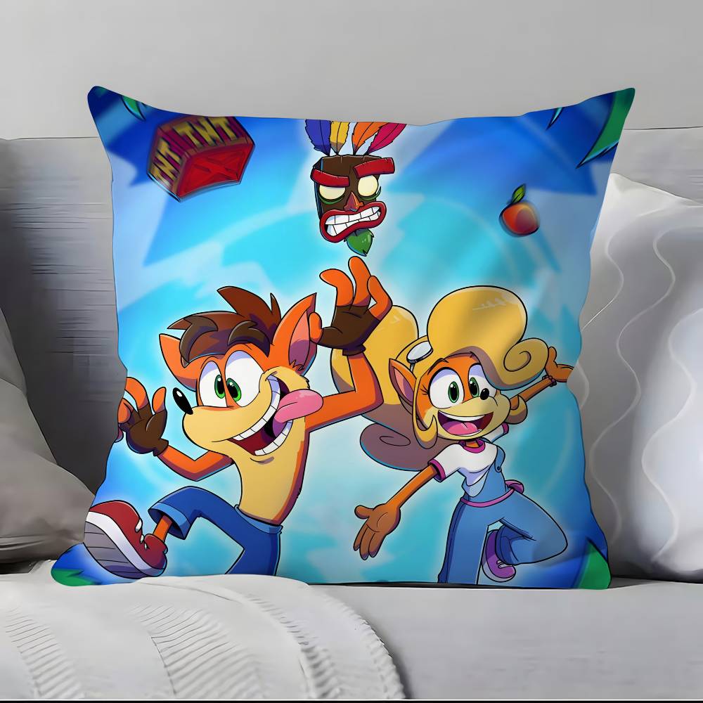 Game Cartoon Crashs B-B-Bandicoot Pillow Case Pillowcase Soft Skin Friendly & Comfortable With A Hidden Zipper