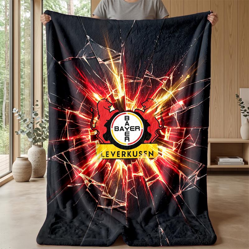 Bayer Leverkusen Football Print Flannel Blanket, Soft Warm Lightweight Throw Blanket for Sofa Bed Camping