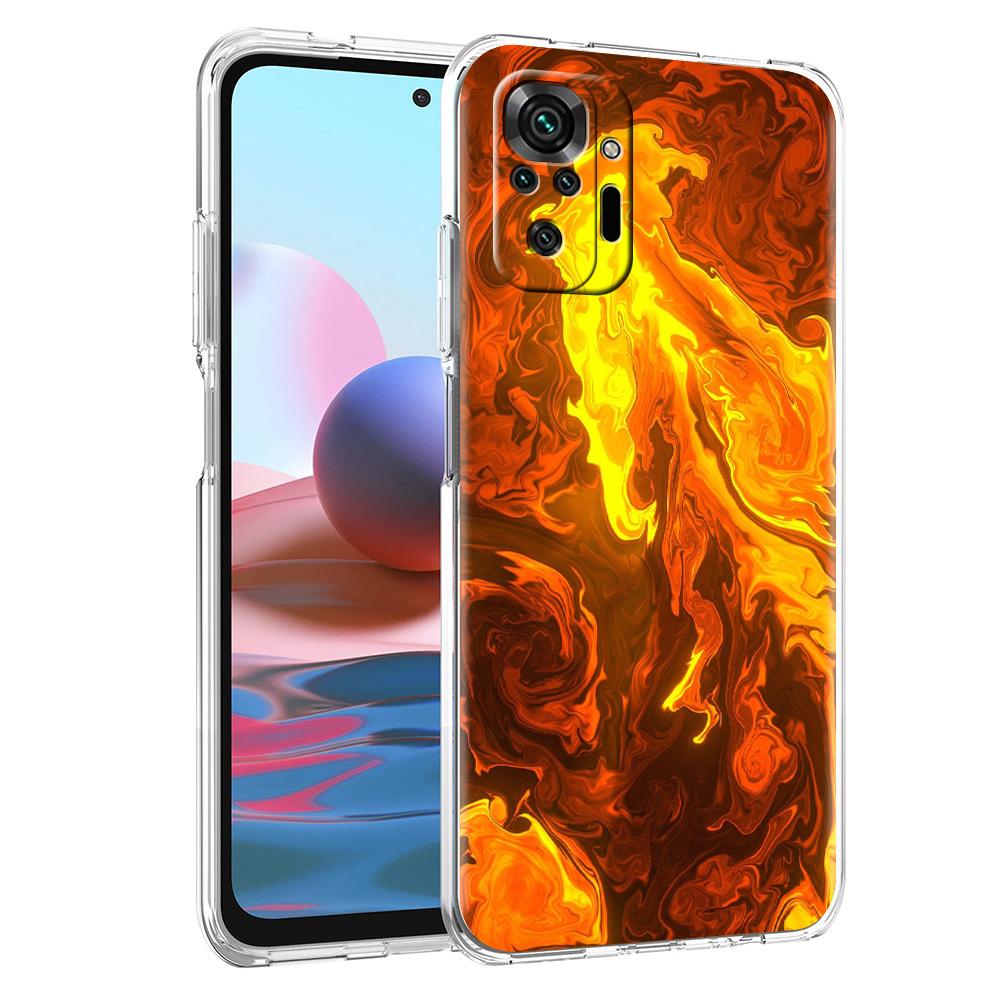 Phone Case For Xiaomi Redmi Note 15 14 5G 13 12 10 11 Pro Plus 4G 14C 13C 12C Soft TPU Cover Flame Pattern