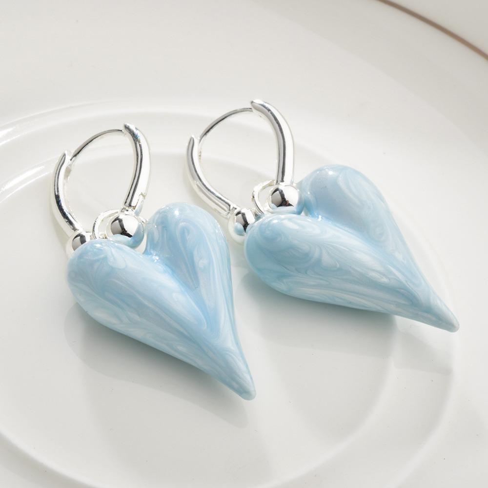 1Pair Durable Heart Shape Heart Earrings Sweet Temperament Simply Design Fashion Jewelry Candy Trendy Ear Accessories For Women