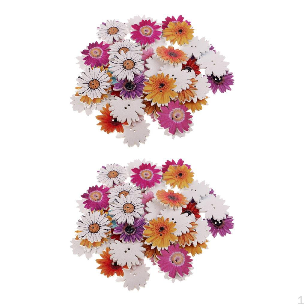 

100 шт. 25 мм деревянные пуговицы в виде цветка ромашки с 2 отверстиями для рукоделия