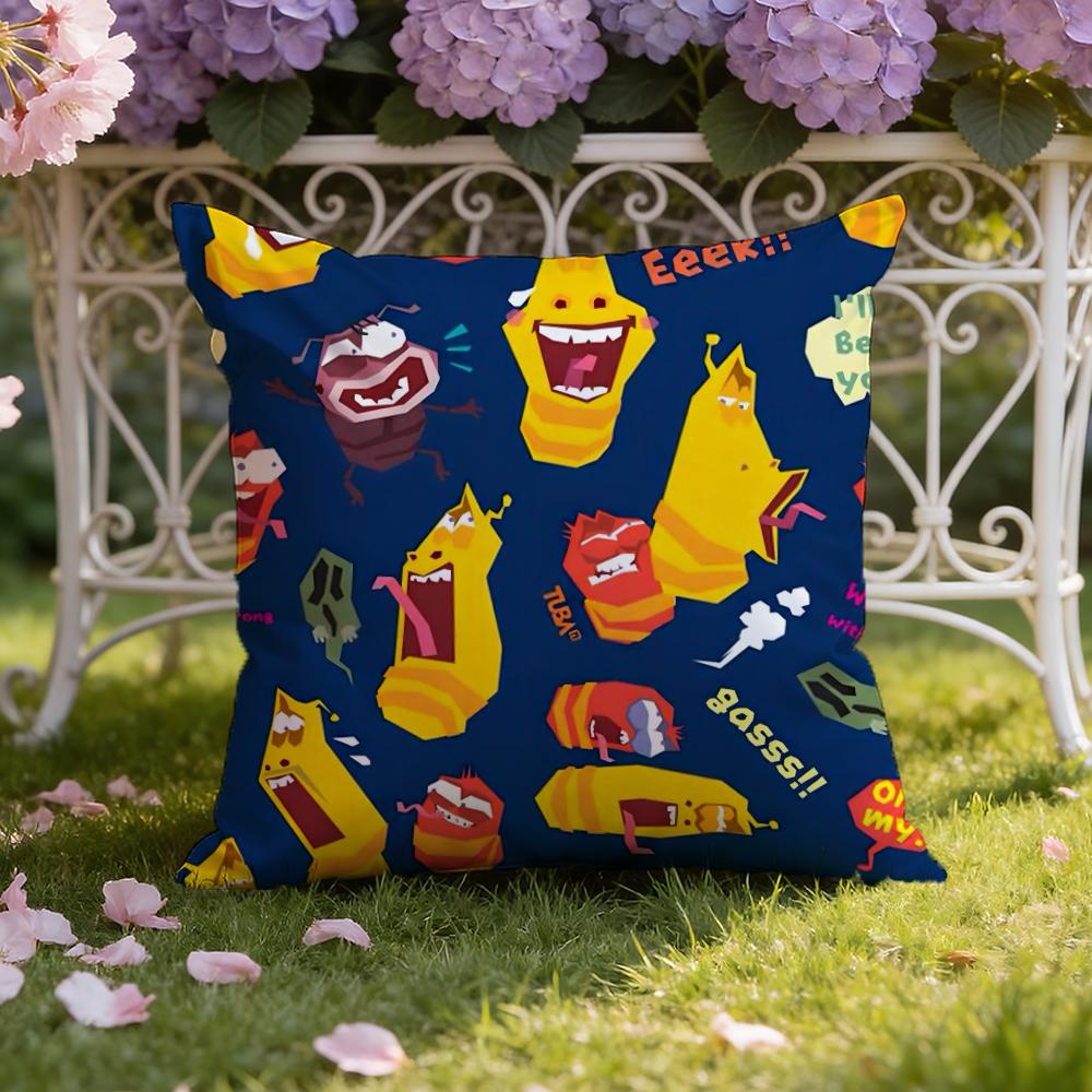 Funny L-Larva Cushion Cover Home & Car Dual-Scene Pillow Cover: Reversible for Premium Comfort
