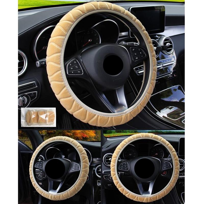 Car Steering Wheel Covers Soft Winter Warm Plush Steering Wheel Cover for Women Car Styling Auto Interior Decoration 37-39CM
