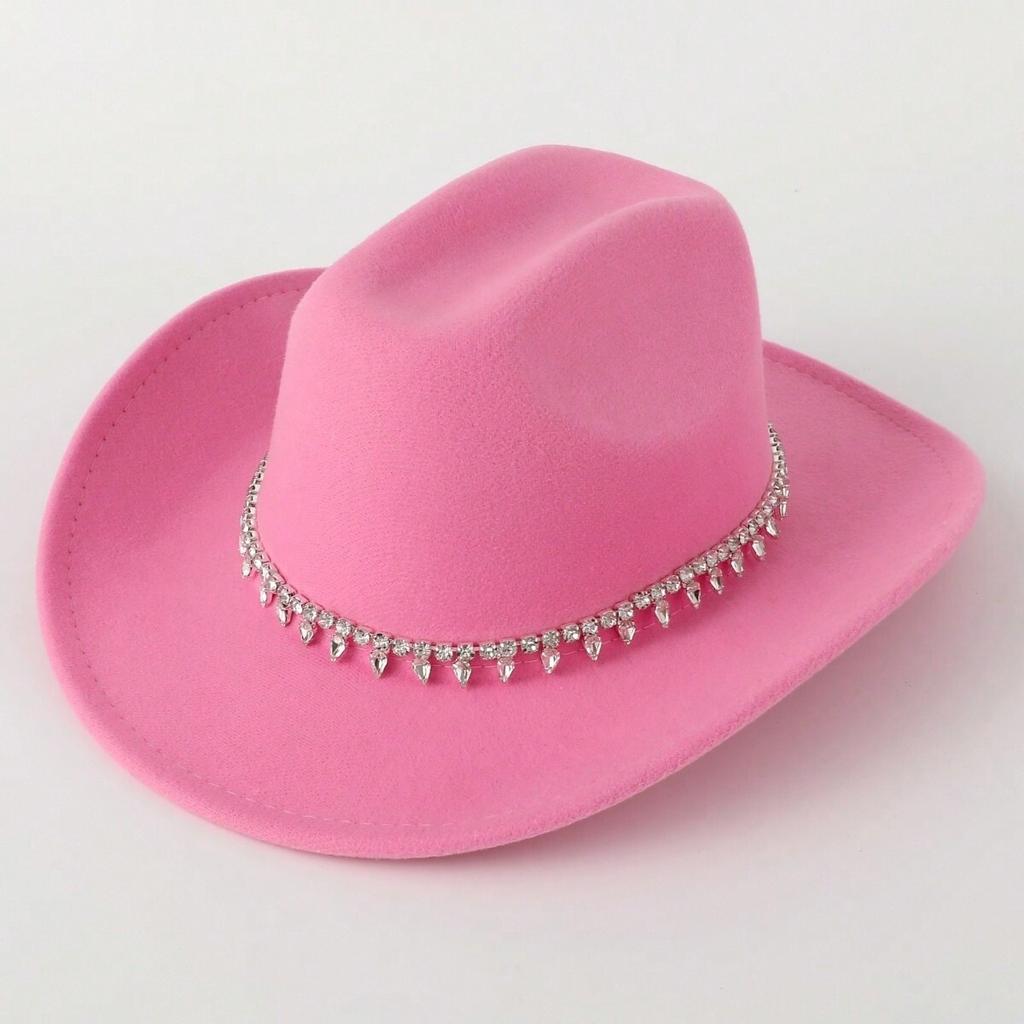 Bridal Zircon Western Cowboy Hat Crystal Atmospheric Fashion Bridal Jazz Hat Party Felt Hat