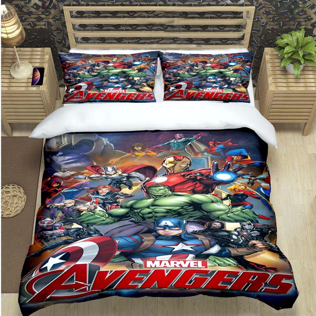 Fashion Superhero A-Avengers Print Bedding Set Duvet Cover Comforter Bed  Youth Kids Girl Boys Luxury Birthday Gift